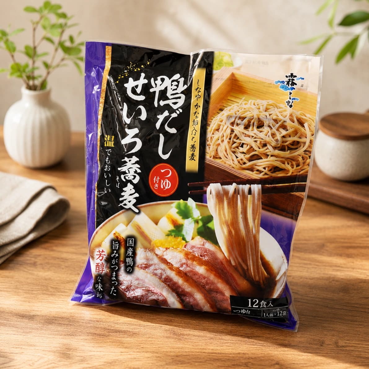 コストコの霧しな鴨だしせいろ蕎麦つゆ付のパッケージ外観