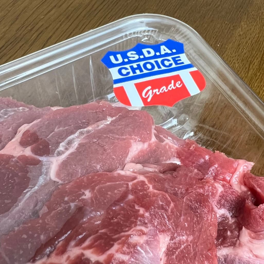 コストコアメリカンビーフミスジに貼られたチョイスのシール