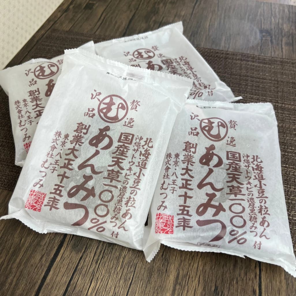 4個の個包装になったコストコのむつみ贅沢逸品あんみつ