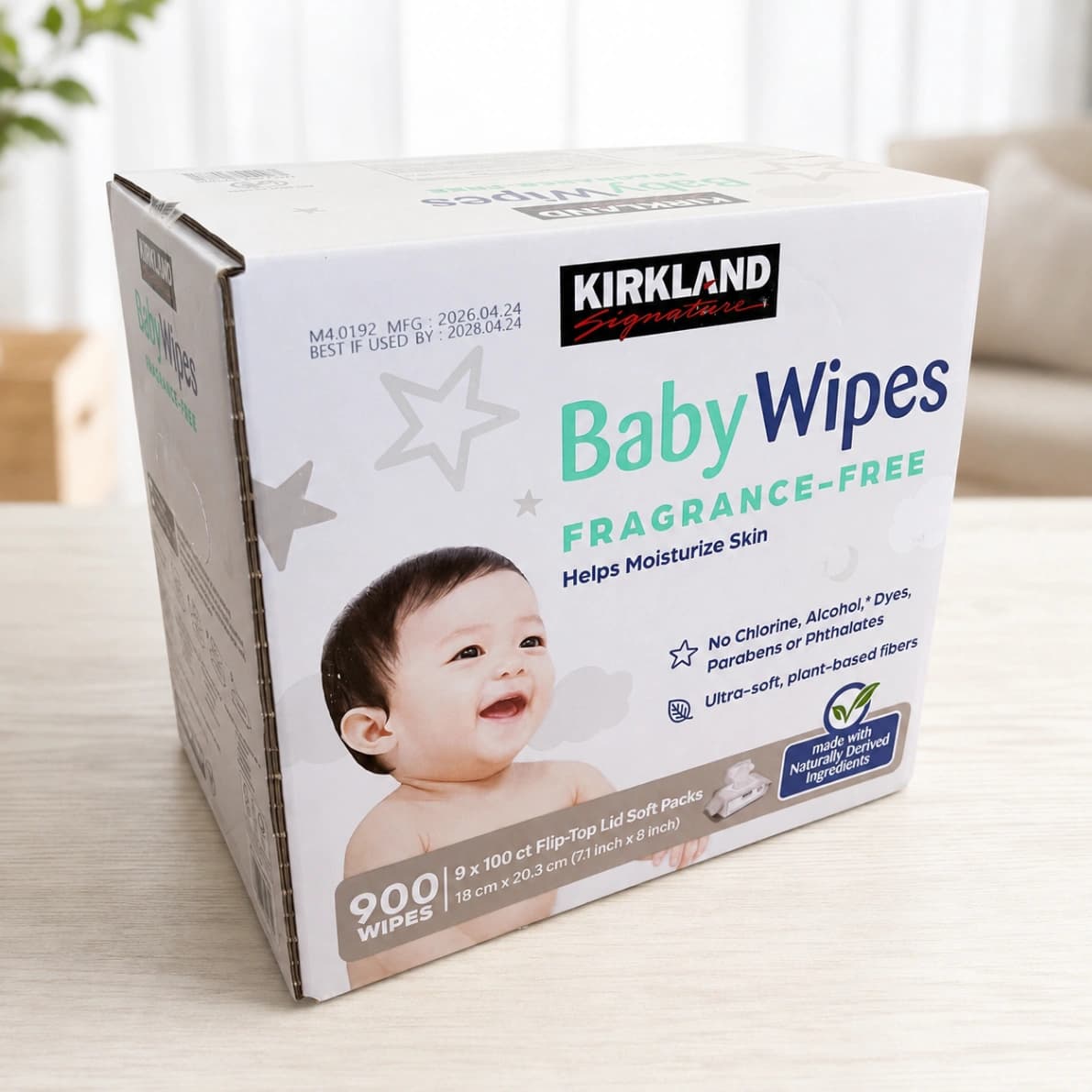 コストコカークランドシグネチャー 赤ちゃん用 おしりふき 900枚商品パッケージ外観