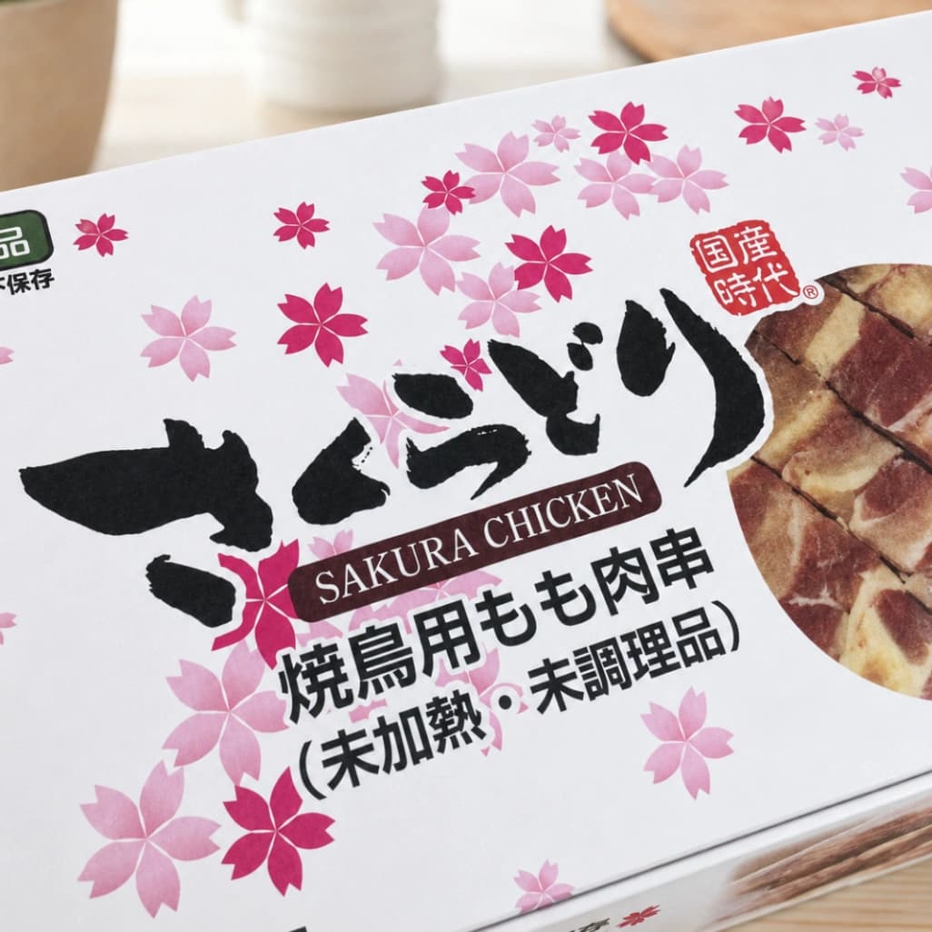 コストコさくらどり焼鳥用鶏もも串商品名近影