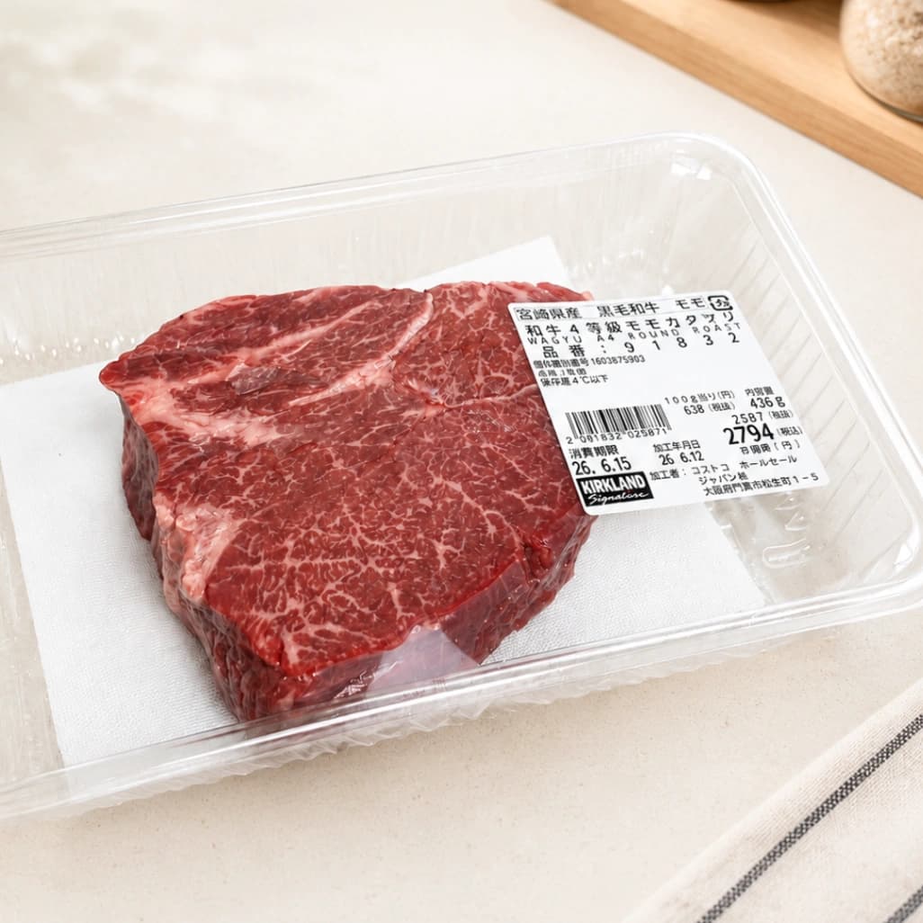 コストコ黒毛和牛4等級モモカタマリパッケージ画像