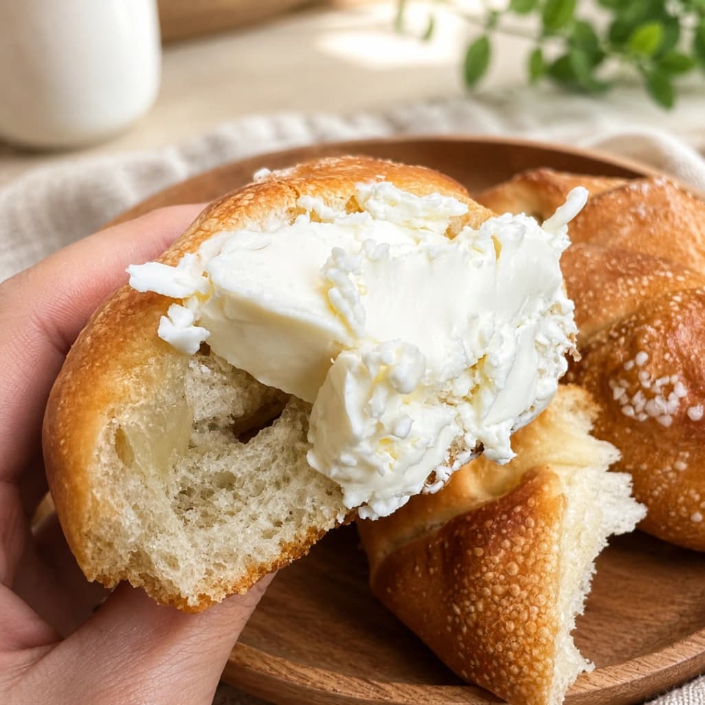クリームチーズを塗ったコストコ塩パン