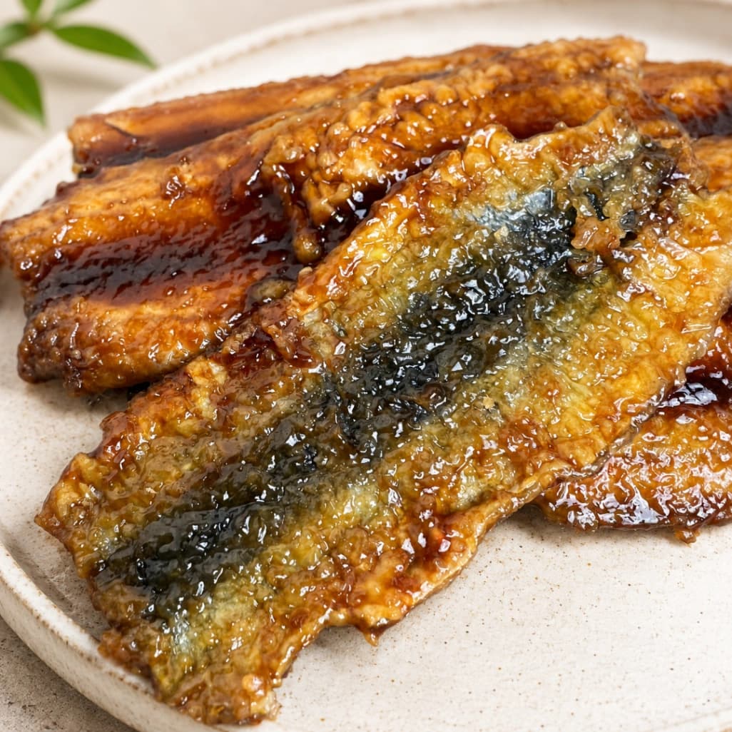 コストコのさんま蒲焼を皿に盛り付けた照り焼き風のおかずアレンジ画像
