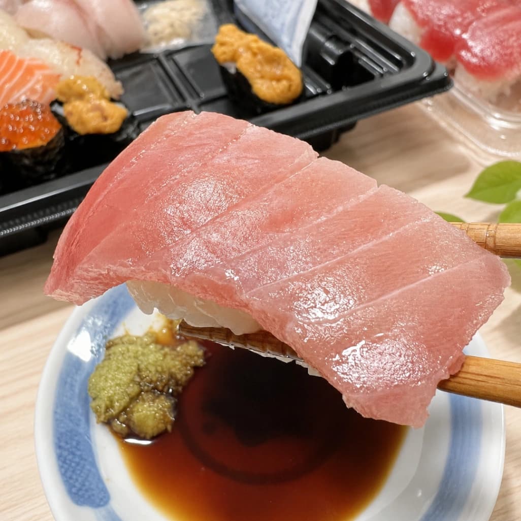 コストコの特選握り寿司32貫（うに入り）のマグロ寿司