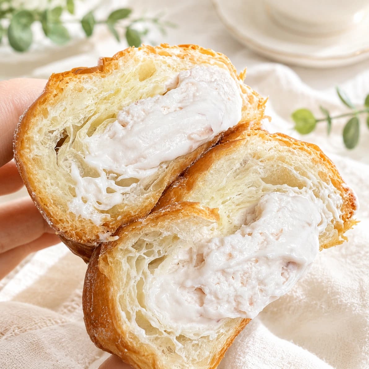 コストコミニストロベリークリームクロワッサンの中に詰まったたっぷりのクリーム