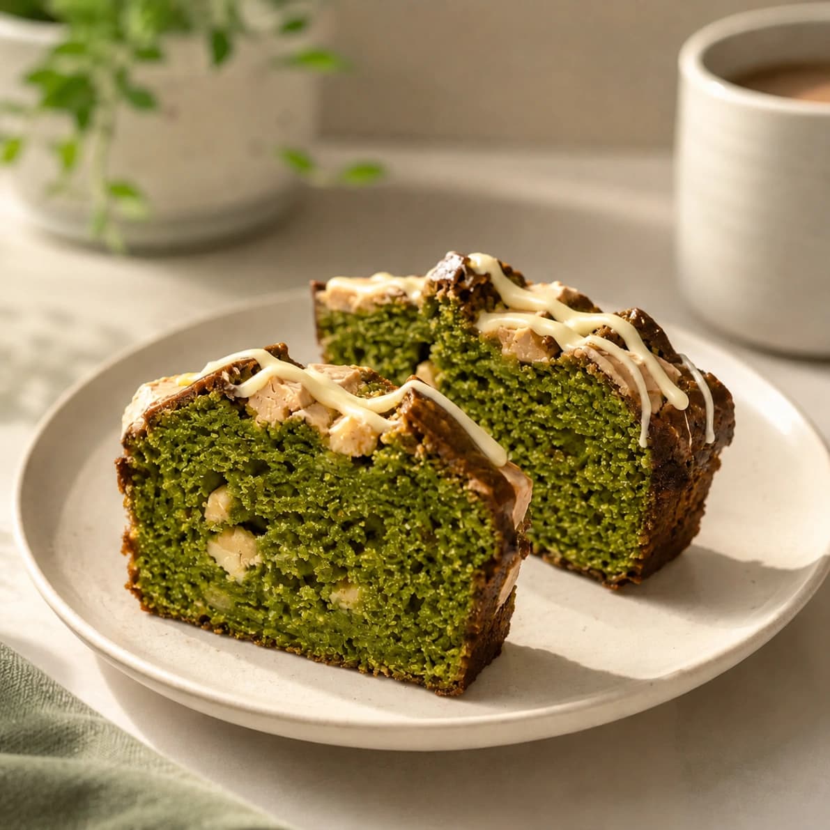 コストコ抹茶ホワイトチョコローフの断面