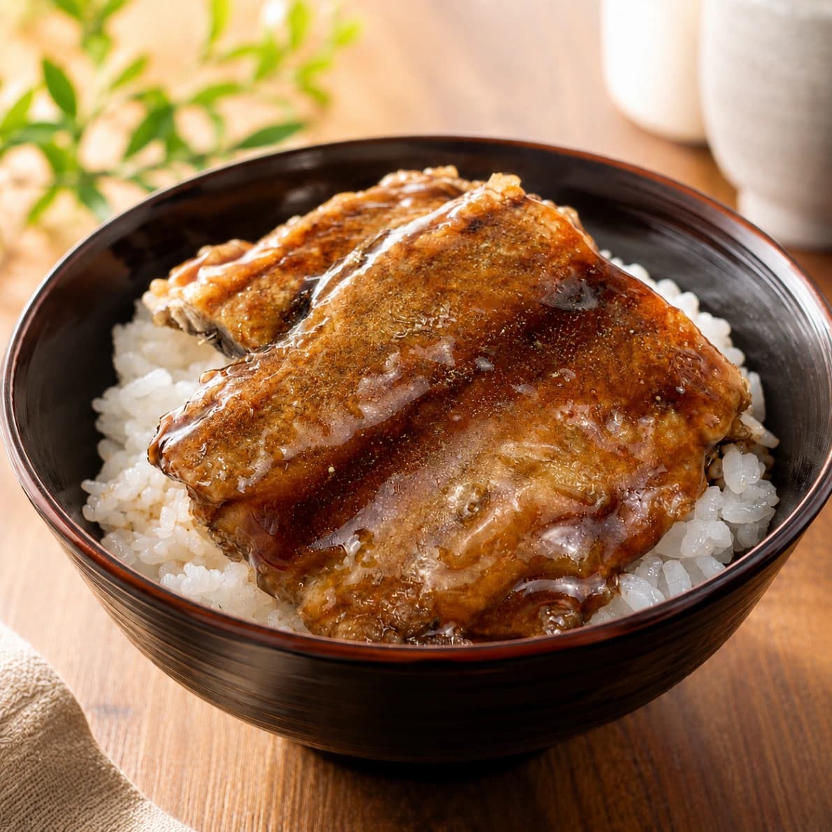 コストコのさんま蒲焼をご飯にのせ、山椒を軽くふった蒲焼丼アレンジ画像