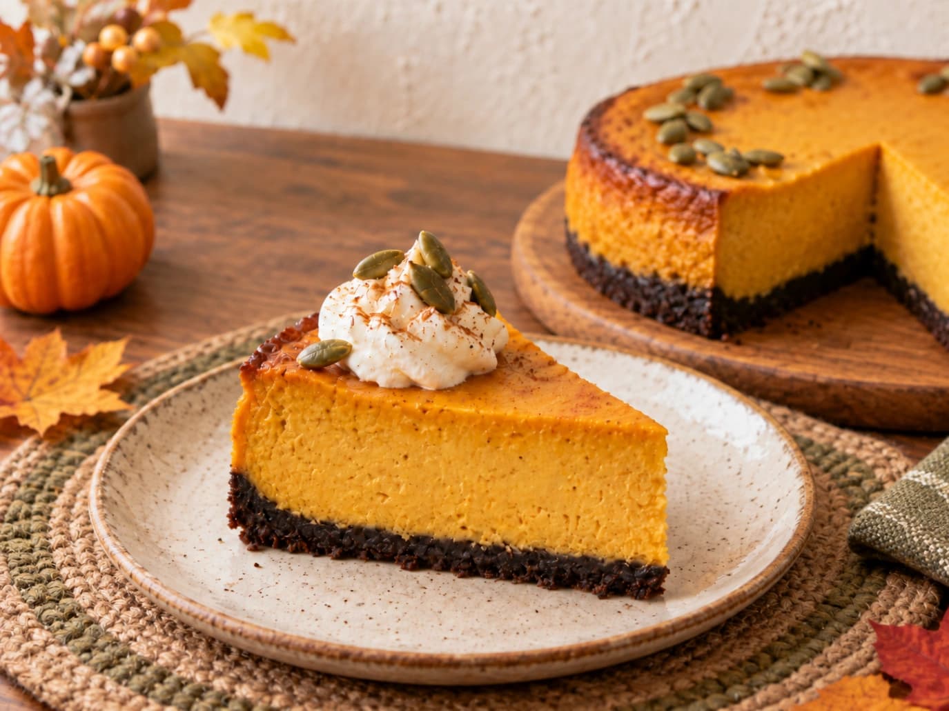 マロンドールかぼちゃを使ったパンプキンチーズケーキ。濃厚な断面がわかるハロウィン向け秋スイーツ