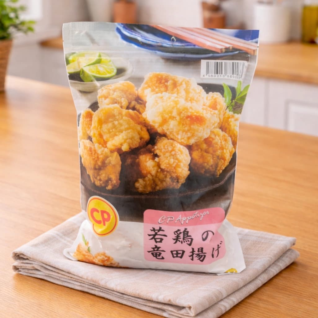 コストコで販売されているCP 若鶏の竜田揚げ1kgのパッケージ画像