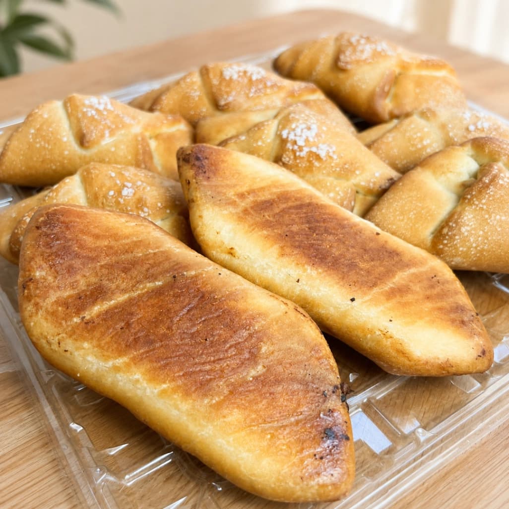 こんがり焼けたコストコ塩パンの裏側