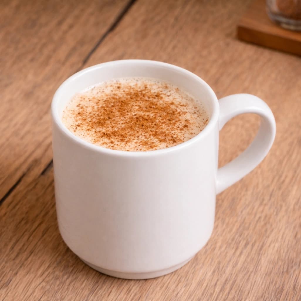 シナモンを振りかけたカフェラテ