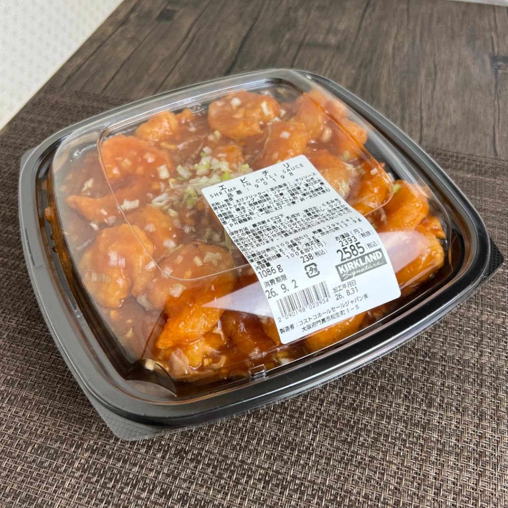 コストコデリカ新商品エビチリのパッケージ外観