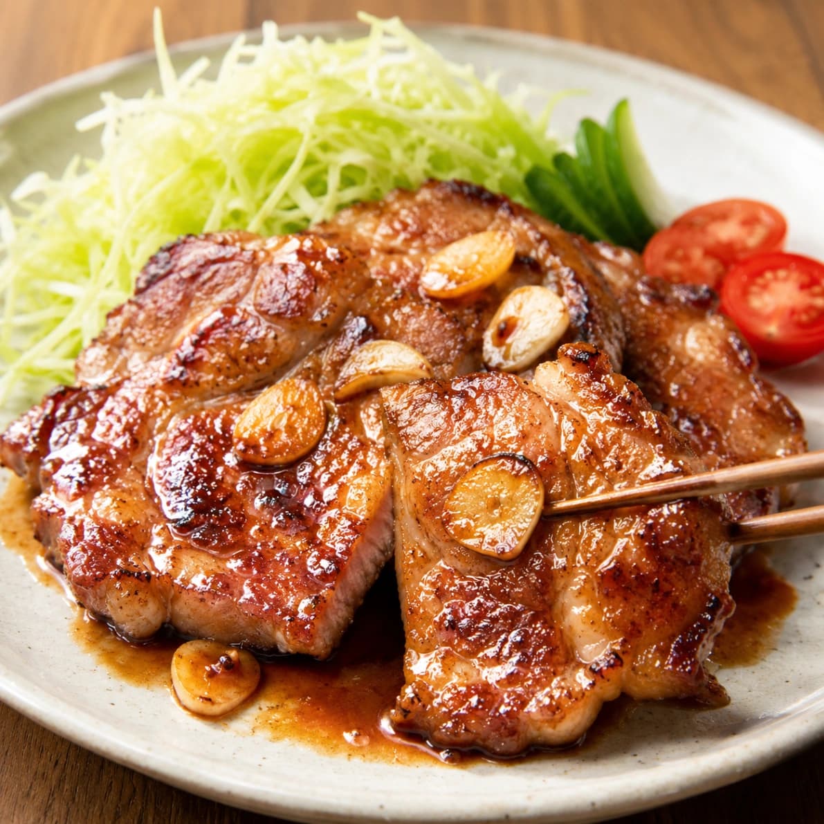 コストコカナダ産 チルド三元豚肩ロース焼肉をアレンジしたガーリックソテー