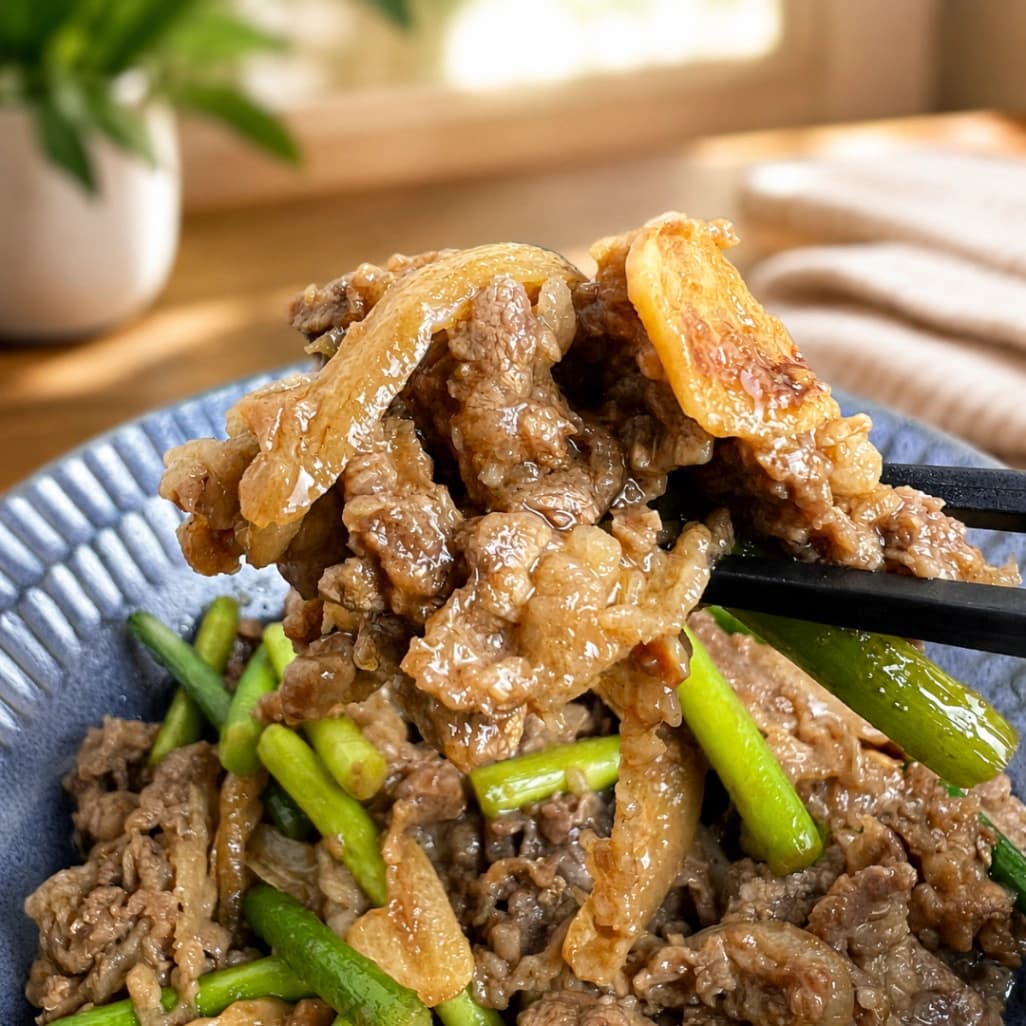 コストコの牛肉のにんにく炒め